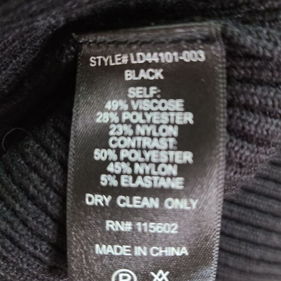 LUSH Size Small Black Knit Sweater Mini Dress 3D Floral Sheer Balloon Sleeve NWT - Picture 12 of 14